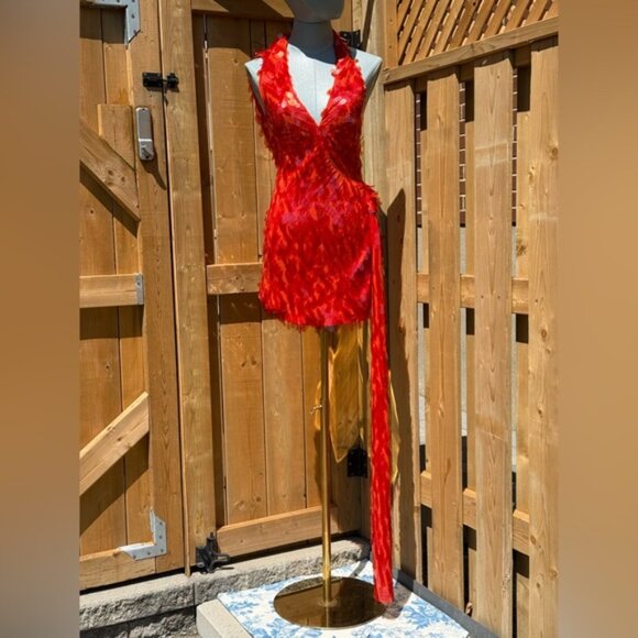 🆕 MISHA COLLECTION 🧿 NWOT Red Sapphire Sequins Mini Dress, Sz XS - Sz 0 / 2 - Picture 3 of 15
